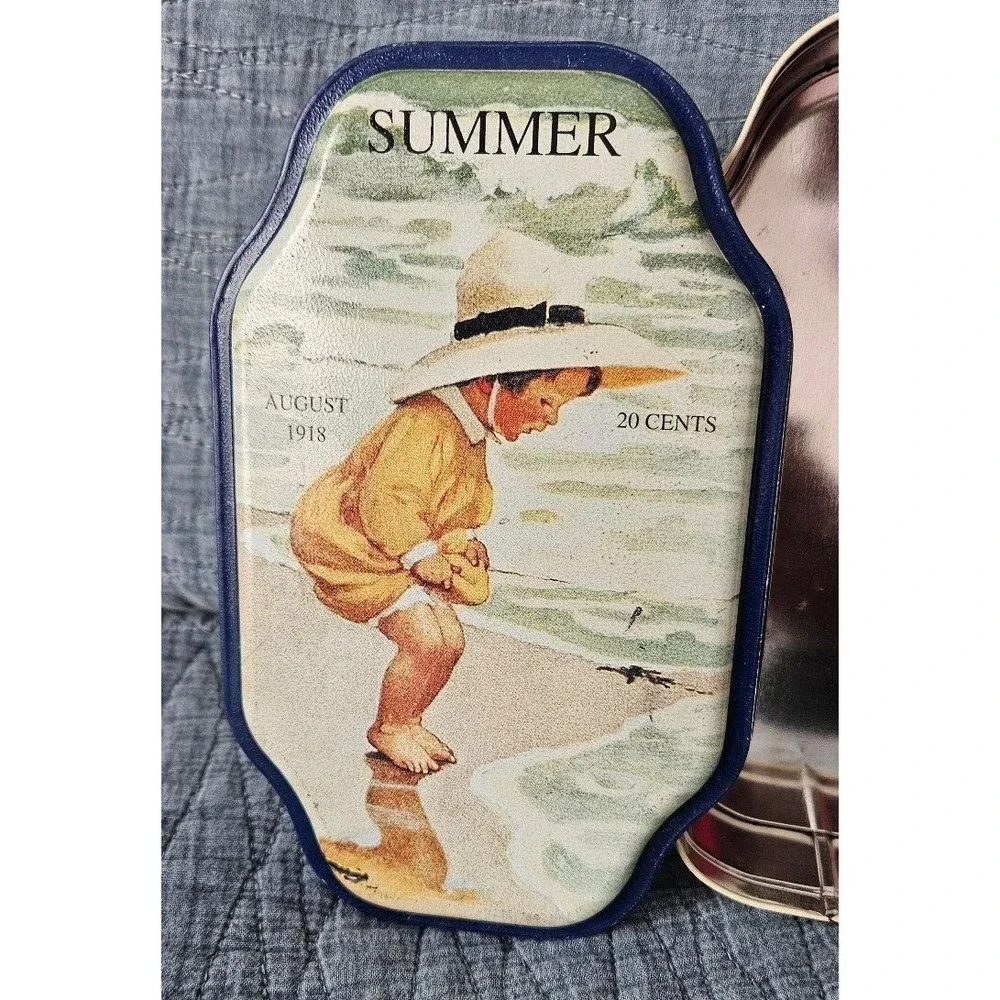 Vintage Summer August 1918‎ good housekeeping  tin storage box 8.5x5x2 inches
